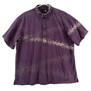 Sig Zane Shirt Mens XL Purple Leaf Hawaiian Short Sleeve Button‎ Up Casual Aloha